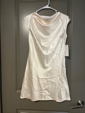 American Threads Cream Satin Mini Dress